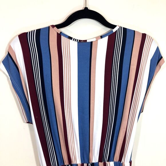 Women’s Jumpsuit Bundle Size M Stripe & Gray Wrap Style Sleeveless 2 Piece Lot - Picture 5 of 10